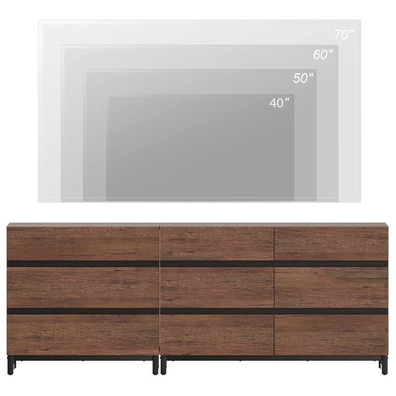 Modern TV Stand for TVs up to 90 inches, 2 in 1 TV Console with 9 Drawers, Media Console for Living Room, Bedroom