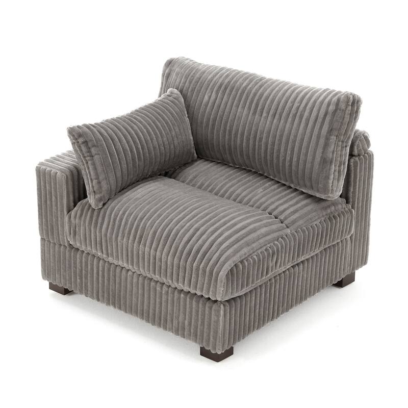 Upholstered Plush Flannel Modular Sectional Sofa with Pillows,Ajustable Headrest