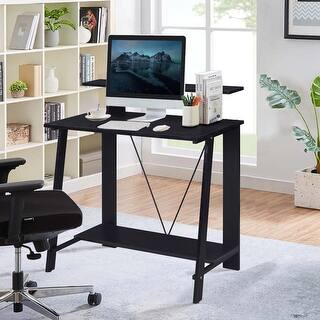 Topcraft Computer Desk with Shelf, Black - Bed Bath & Beyond - 37256609
