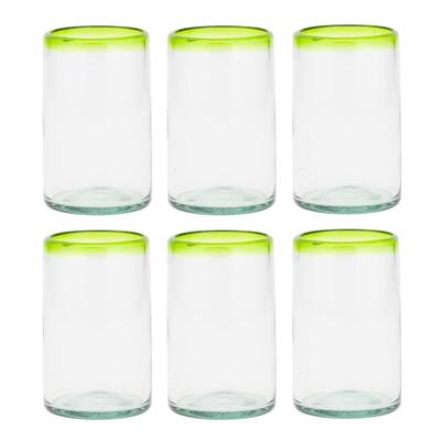 Amici Home Authentic Mexican Handmade Hiball Glass Set of 6 - 16 oz