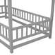 preview thumbnail 65 of 71, Floor Wooden Bed with House Roof and Fence Guardrails for Kids' Bedroom
