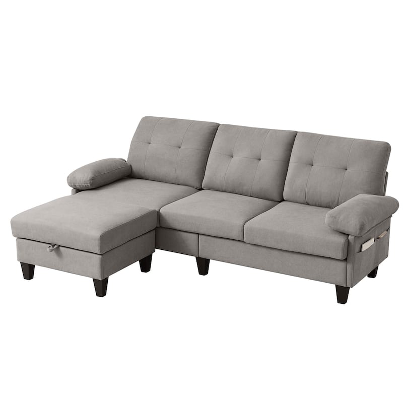 86.22" L Shaped Sectional Sofa with Side Storage Pockets