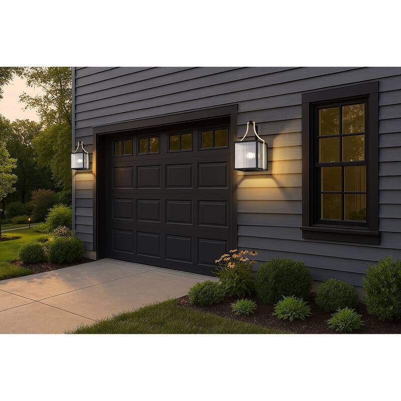 Holden Medium Outdoor Lantern Gold and Black Finish Clear Glass - Black / Gold
