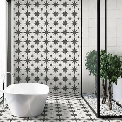Astral 10x10 Grey Sun Matte Geometric Porcelain Tile - Floor, Wall, Backsplash
