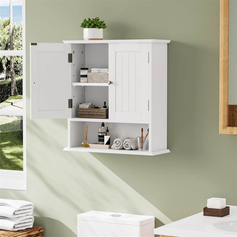 Bathroom Cabinet Wall Mounted - 7.8"D x 21.5"W x 23.6"H - White Small