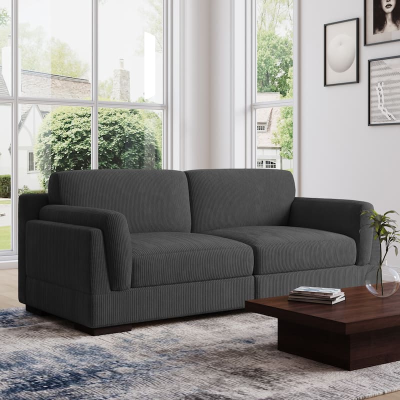 90" Corduroy Modular Sofa Reclining Sectional - Single Set - Grey