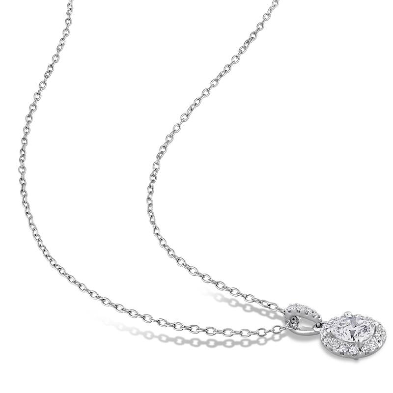 Miadora Sterling Silver Lab-Grown Diamond Necklace and Earring Set