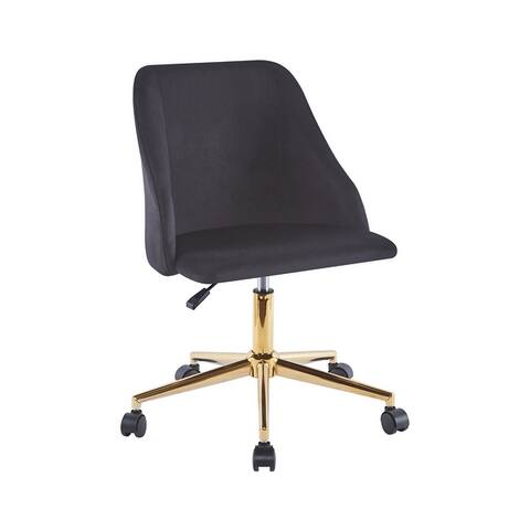Porthos Home Ryo Swivel Office Chair, Velvet, Gold Chrome Legs