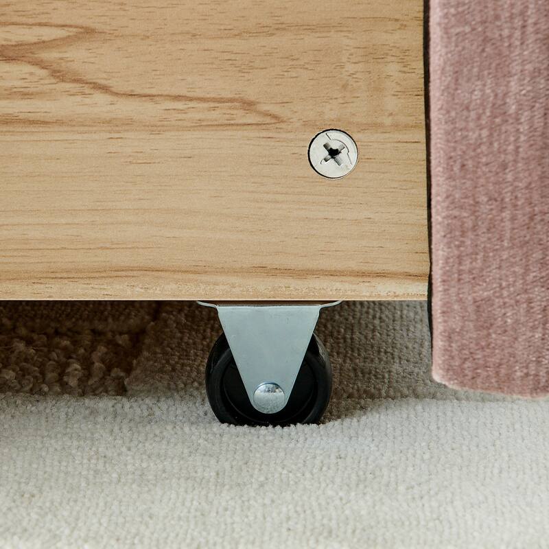 Roomfitters King Upholstered Platform Bed with Storage, Chenille Fabric Frame with Headboard