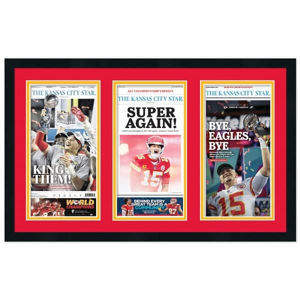 11x22 Newspaper Frame with Red and Yellow Double Mat Made to On