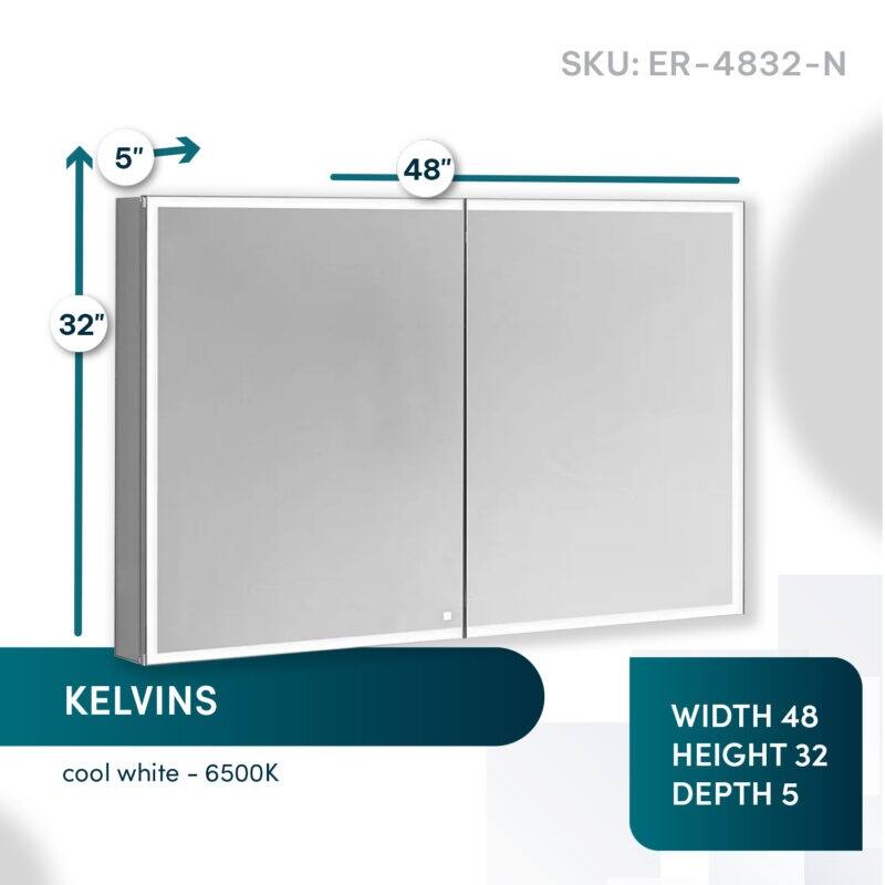 AQUADOM Edge Royale Bathroom Led Lighted Medicine Cabinet Defogger, 3X LED Adjustable Magnifying Mirror, Electrical Outlets.