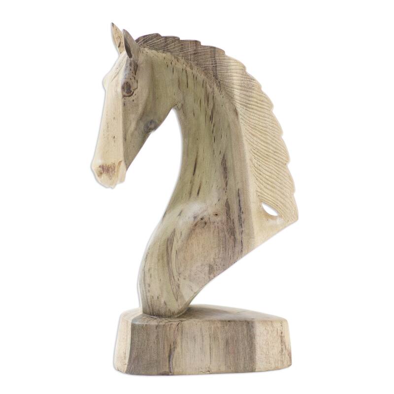 Novica Handmade Horse Guard Hibiscus Wood Statuette