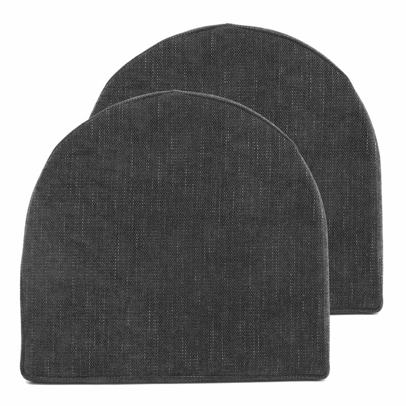 Sweet Home Collection U-Shape High Density Memory Foam Chair Pads with Ties - Set of 2 - Black