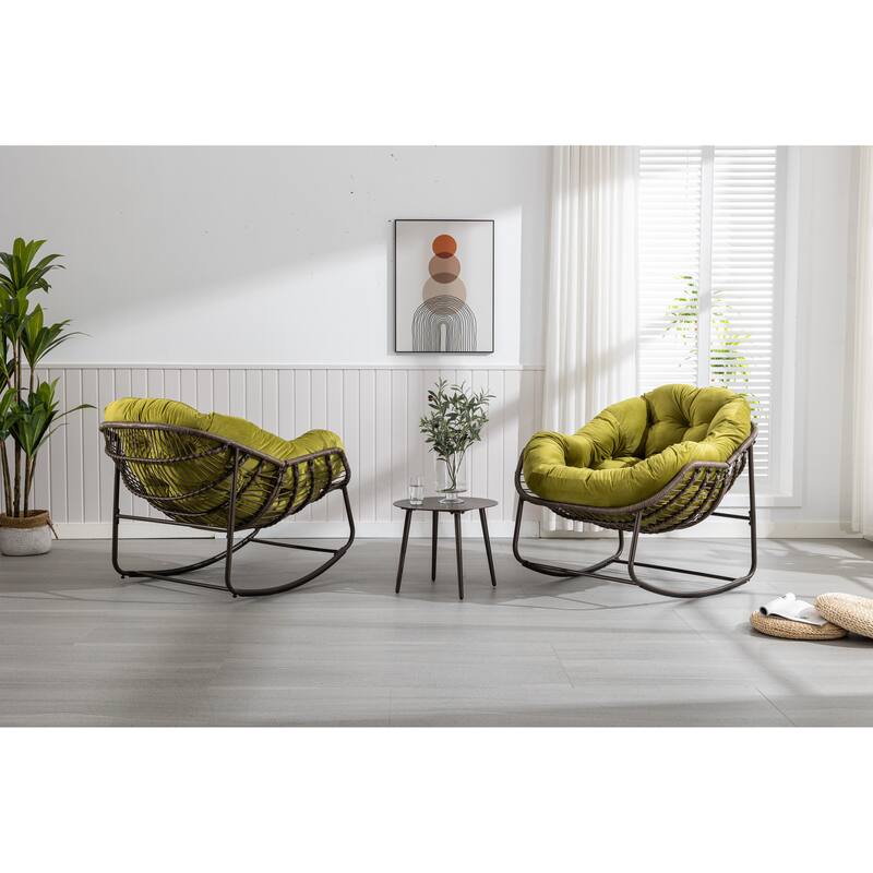 Olive Modern 37.2" Upholstered Rocking Chair with Steel Frame for Living Room