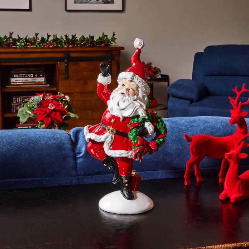 13" Resin Prancing Santa