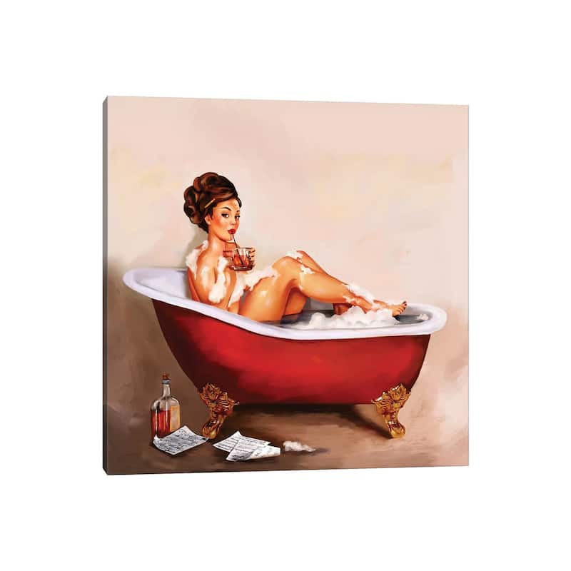 iCanvas "Whiskey Neat Bath Pinup" by The Whiskey Ginger Canvas Print