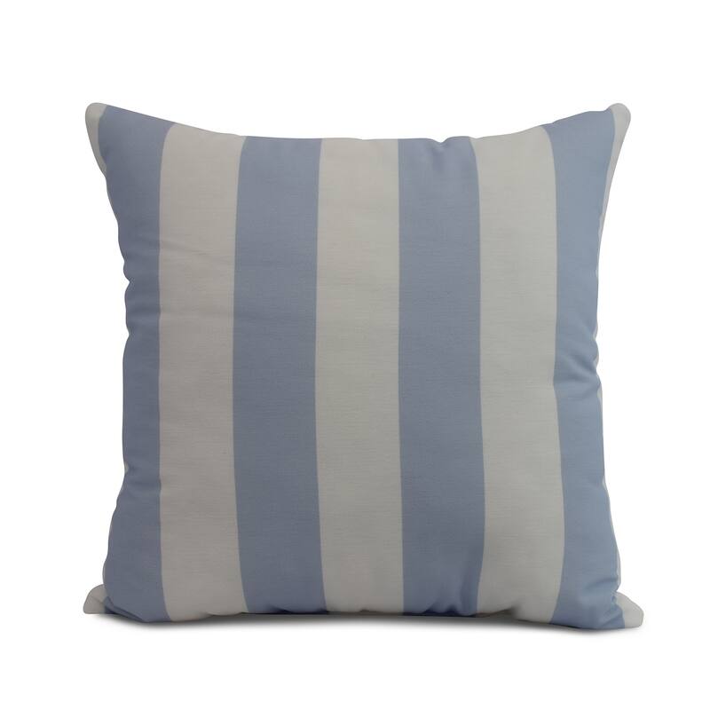 16 x 16 Inch Rugby Stripe Stripe Print Outdoor Pillow - Blue