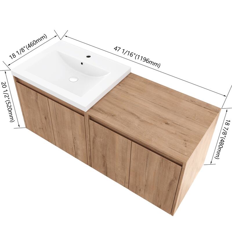 Beingnext 24"/36"/48"/60" Bathroom Vanity with Resin Sink, Floating Bathroom Vanity with Soft Close Doors