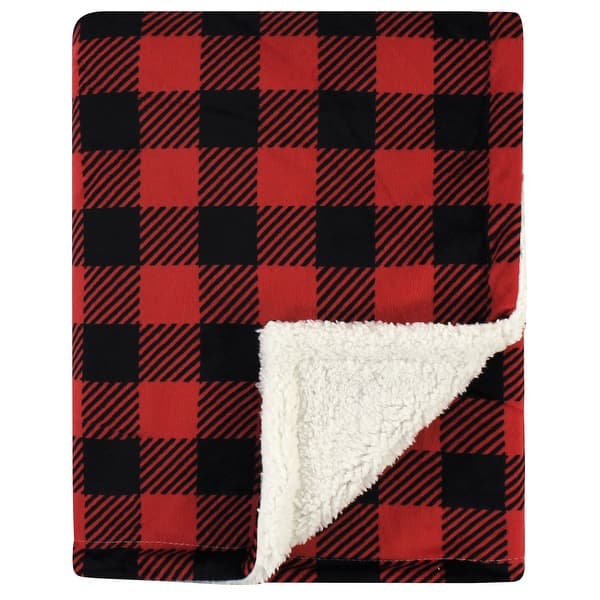 slide 1 of 1, Hudson Baby Infant Plush Blanket with Faux Shearling Back, Buffalo Plaid, One Size - Buffalo Plaid - One Size One Size - Buffalo Plaid