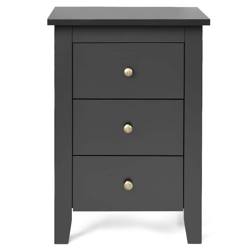 Costway 1PC/2PCS Nightstand End Beside Sofa Table w/ 3 Drawers Bedroom