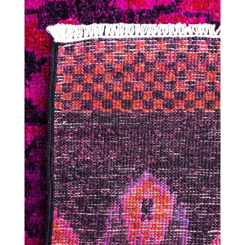 Modern One-of-a-Kind Hand-Knotted Area Rug - Purple, 4' 2" x 5' 10" - 4' 2" x 5' 10"