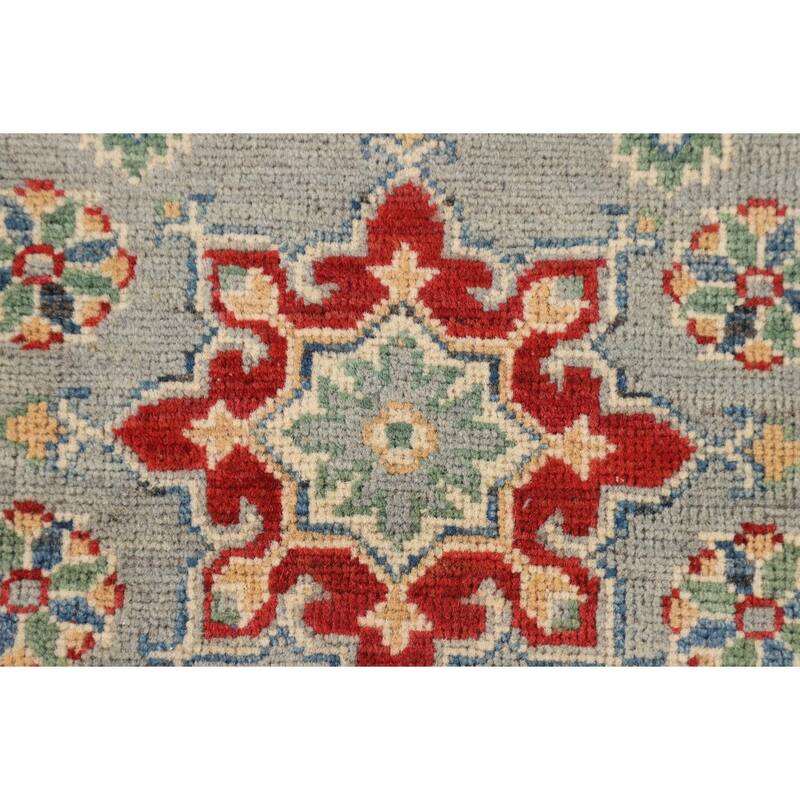 Geometric Kazak Oriental Runner Rug Hand-Knotted Wool Carpet - 2'1" x 5'9"