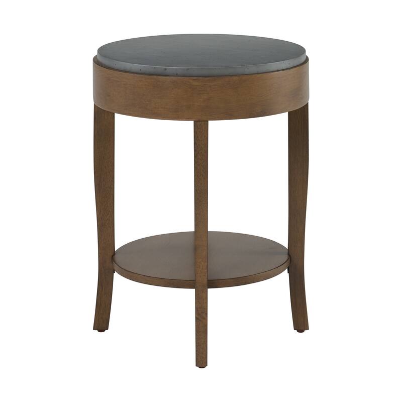 Solvar Gray and Natural Round Wood Accent End Table