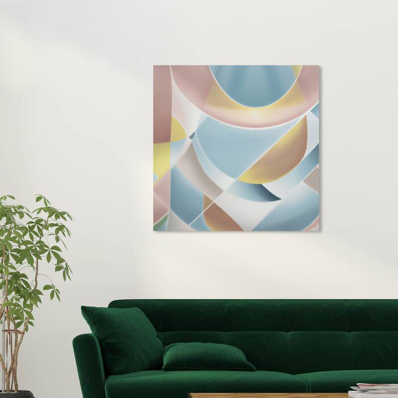 Wynwood Studio Canvas Abstract Pastel Geos Blue and Tan Mid-Century Modern Wall Art Canvas Print - 30 x 30