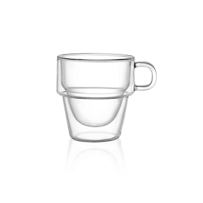 JoyJolt Stoiva Stackable Double Wall Insulated Espresso 5 oz Glass Cups, Set of 4 - 5 oz