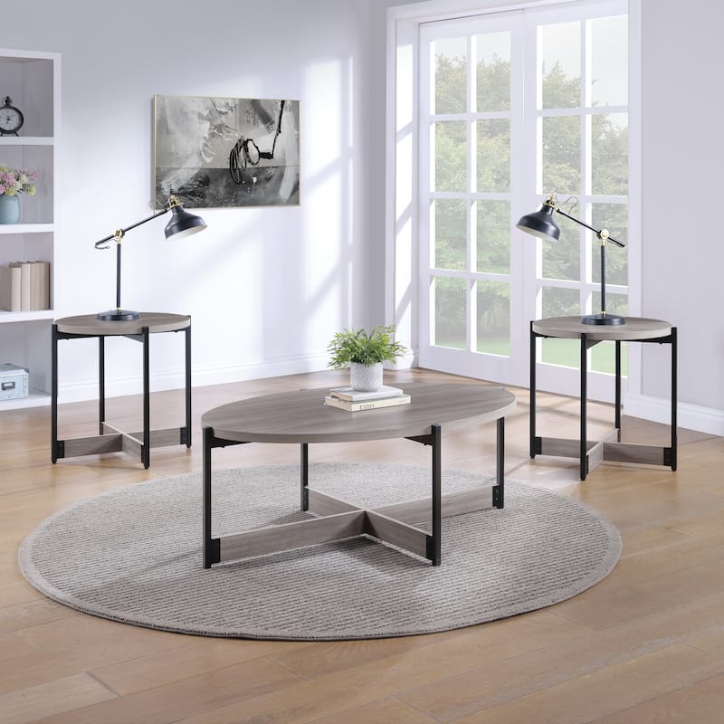 3-piece Occasional Table Set - Grey Woodgrain - Wood