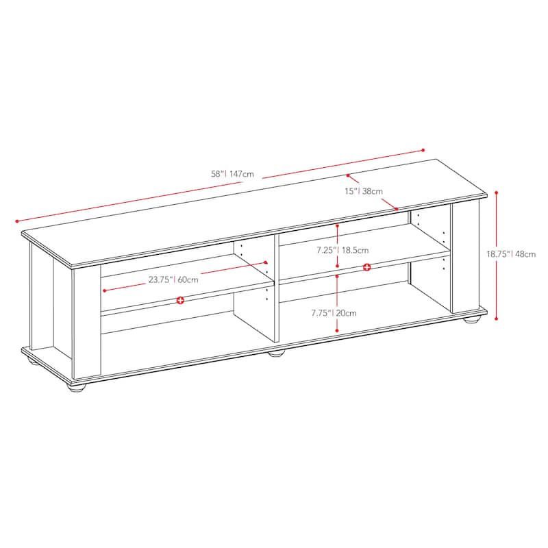 Black TV Stand, accommodates TVs up to 55" or 75"