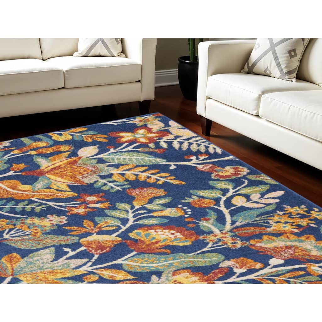 Power Loomed Floral Traditional Low Pile Area Rug - 118' X '94' X '0.25