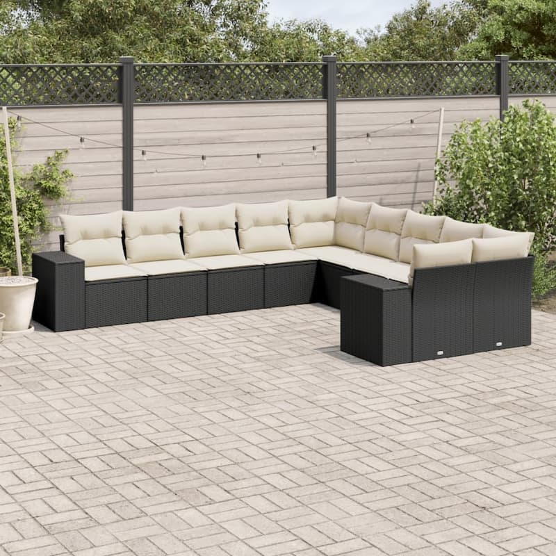 vidaXL Garden Sofa Set Black PE Rattan Large Modular Garden Sofa Set - 24.4 x 32.7 x 27.2