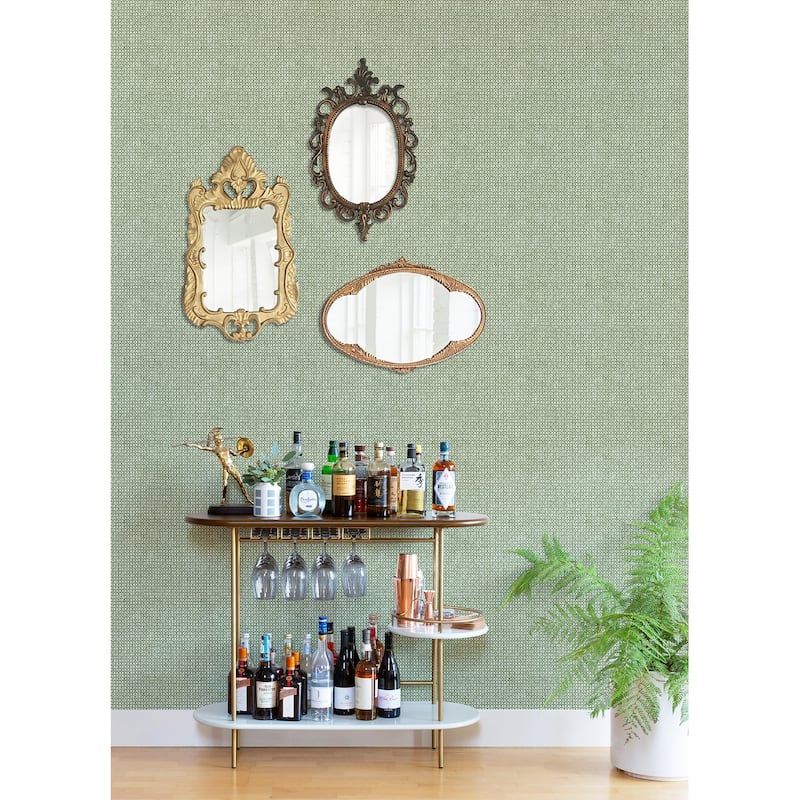 A-Street Prints Zia Green Basketweave Wallpaper
