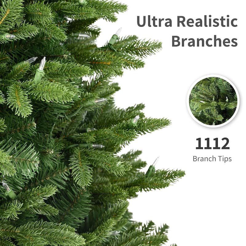 Puleo International 4.5' Pre-Lit Artificial Noble Fir Tree with 200 Dual-Color LED Lights