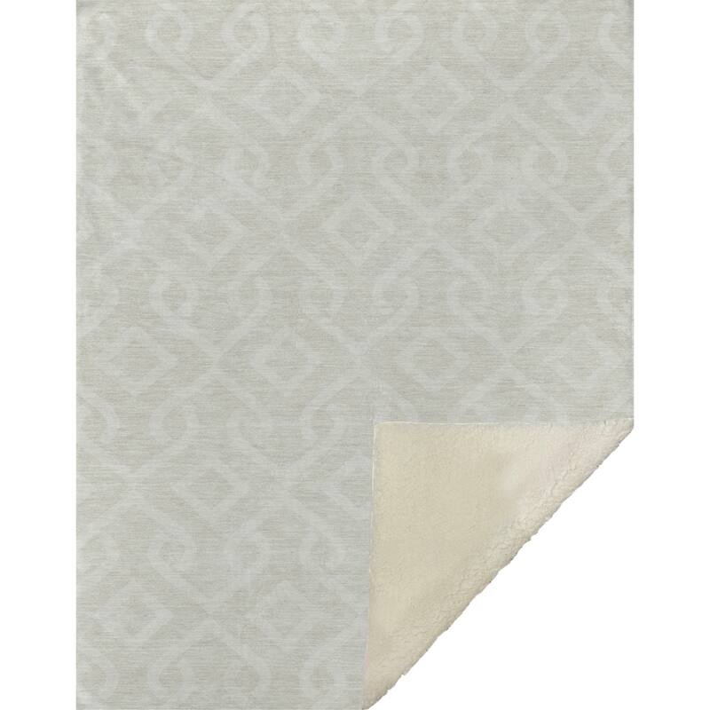 Premium Machine Washable Modern Scroll Sherpa Throw Blanket