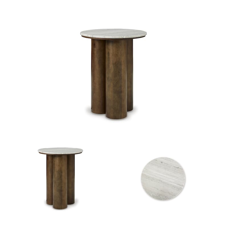 Signature Design by Ashley Henfield Beige/Brown Accent Table - 18" W x 18" D x 23.25" H