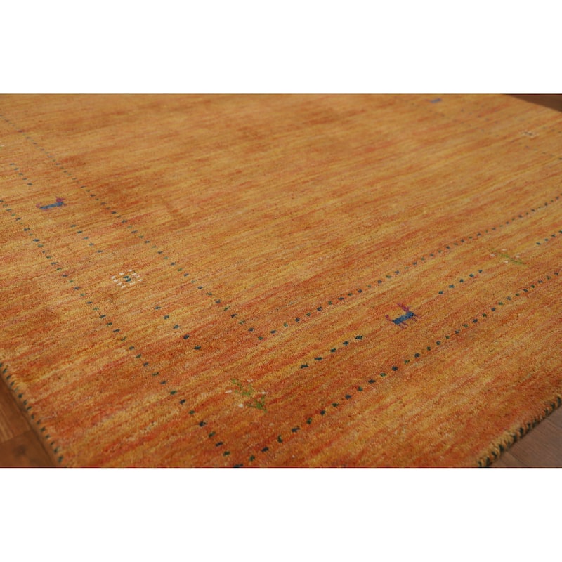 Hand Knotted Oriental 100% Wool Carpet Tribal Animal Pictorial Oranges & Rust Gabbeh Area Rug - 7' 7'' X 4' 11''