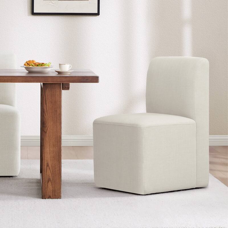 Spruce & Spring Charlotte Upholstered Dining Chairs with Casters Set of 2