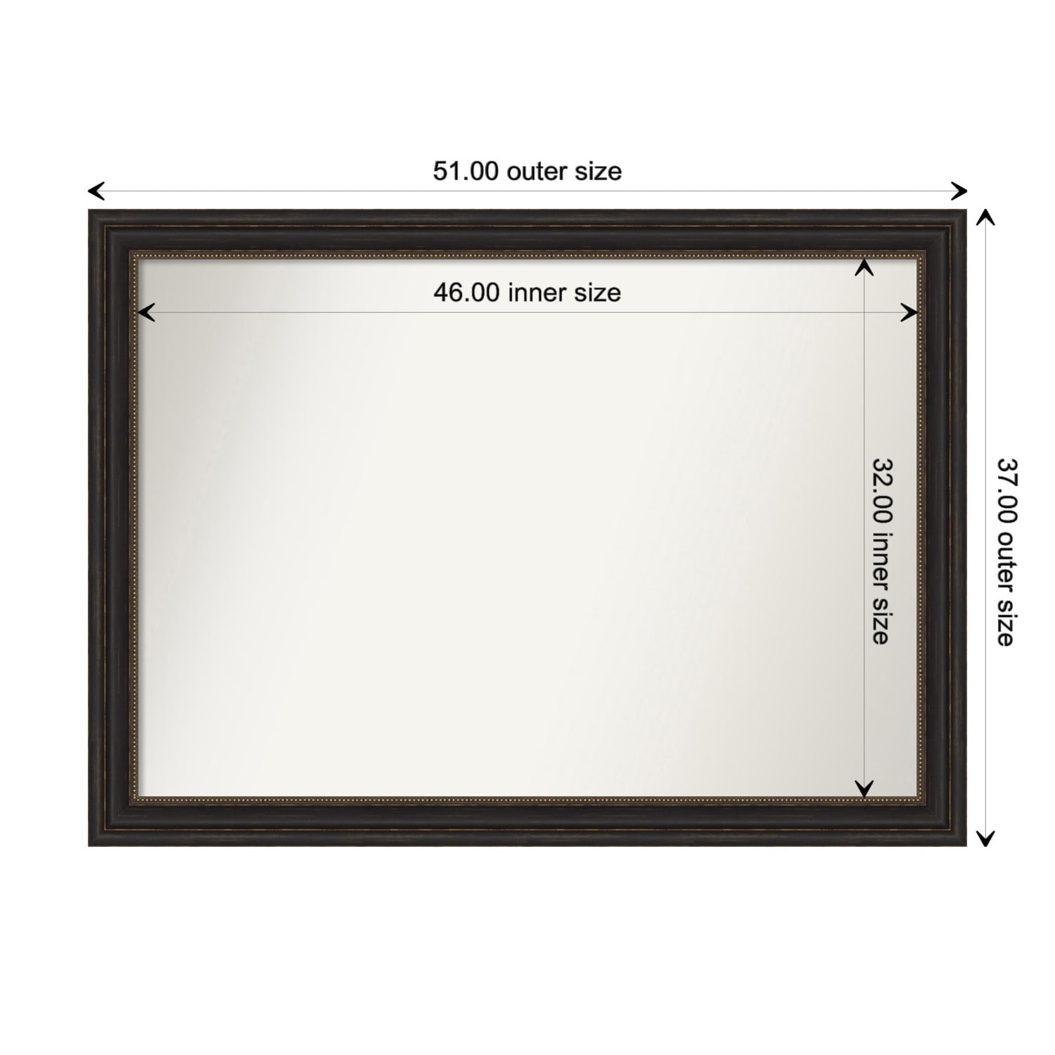 Accent Bronze Framed Non-Beveled Custom Wall Mirror, Bathroom Vanity Mirror