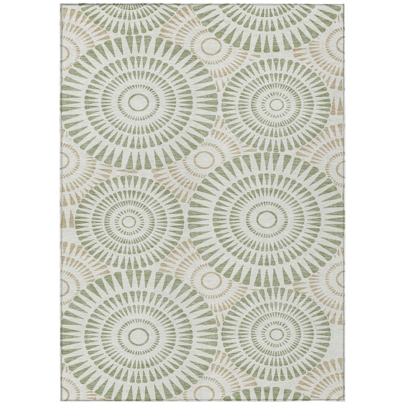 Machine Washable Indoor/ Outdoor Chantille Contemporary Burst Rug
