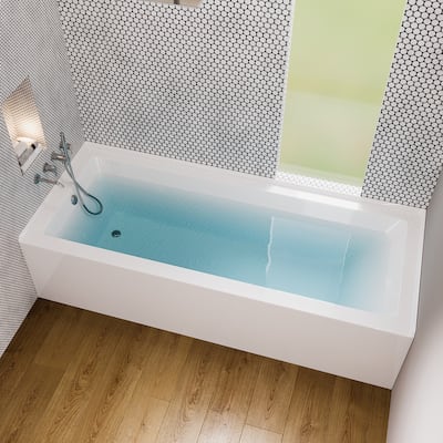 Eviva Nova 60" White Acrylic Alcove Bathtub-Left Drain