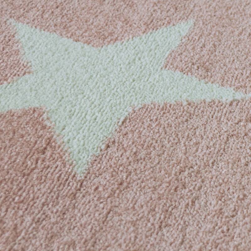 Kids Rug with Stars for Nursery Starry Sky in grey, pink and green