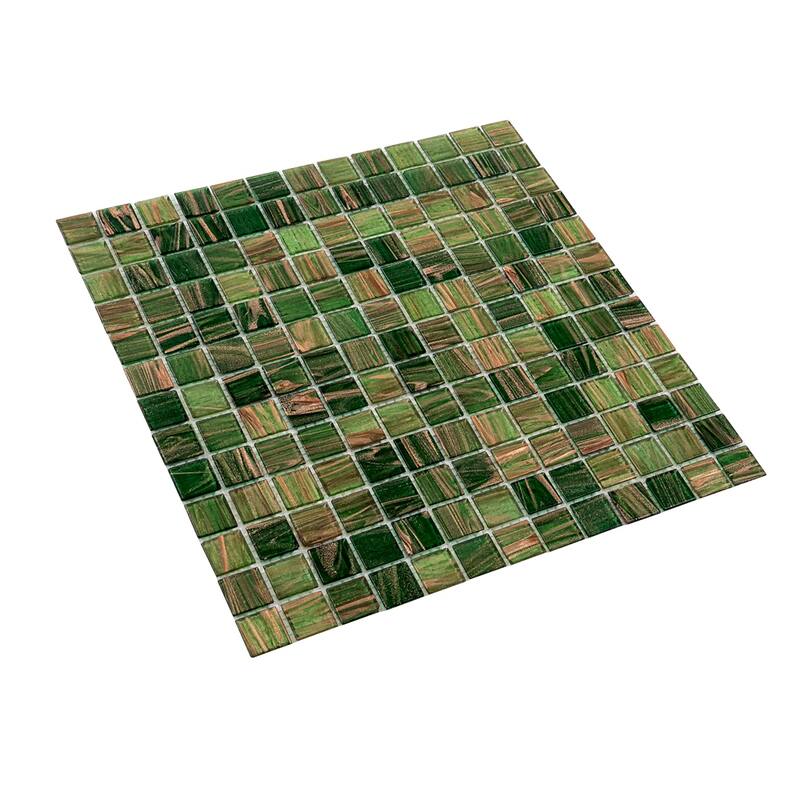 Apollo tile 12" x 12" Mingles Glossy Moss Green Glass Tile (20 sq ft/case) - 20 Pack