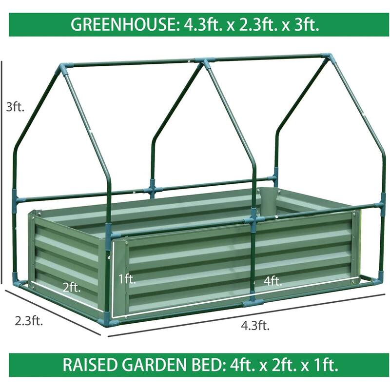 Aoodor Raised Garden Bed Kit with PE Cover, Screen Windows