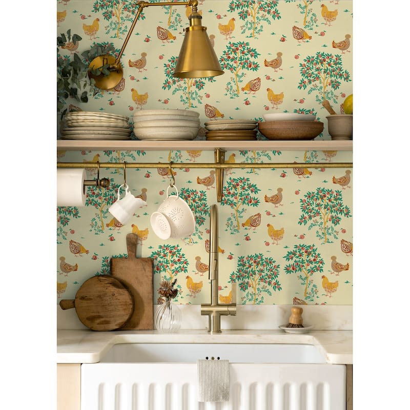 Hen House Butter Yellow Peel and Stick Wallpaper