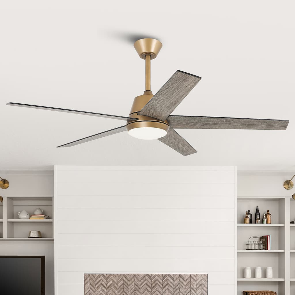 Vaczon 52" Gold Reversible Modern Smart LED Ceiling Fan with Light and App Comtrol