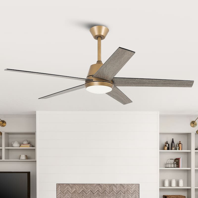 Vaczon 52" Gold Reversible Modern Smart LED Ceiling Fan with Light and App Comtrol
