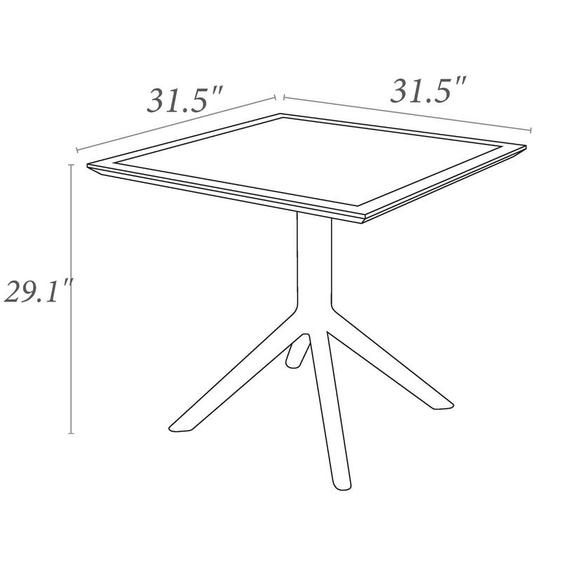 31.5" Dark Gray Solid Square Dining Table