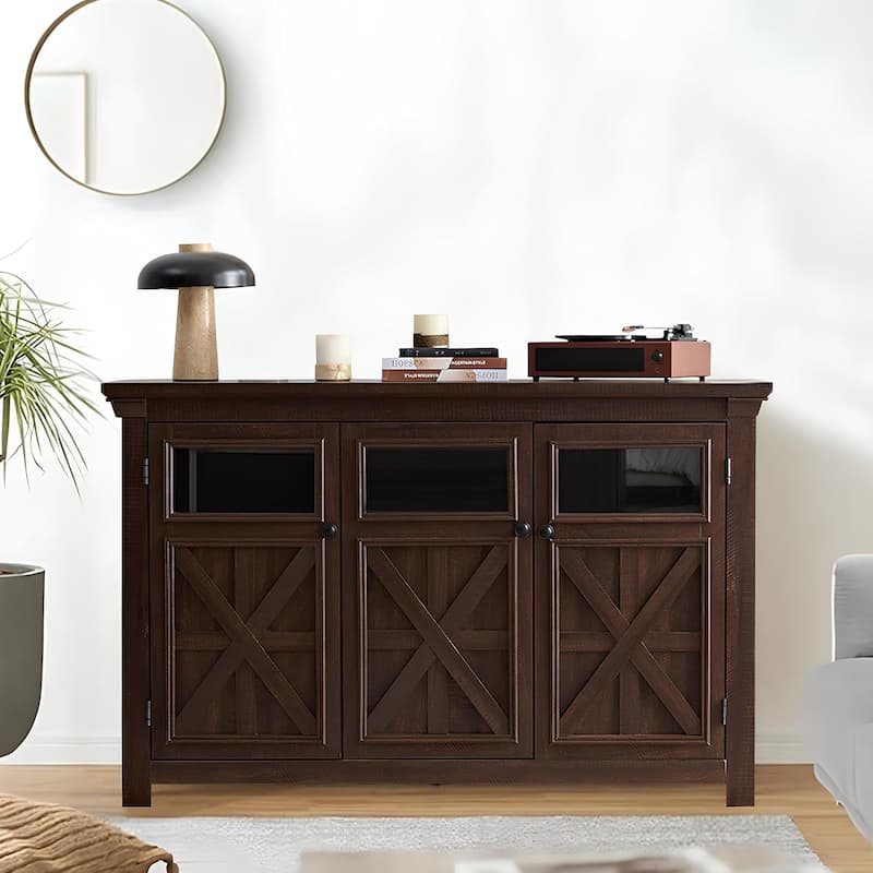 Roomfitters 3 Doors Cabinet Large Buffet Sideboard Cabinet, Bar Wine Cabinet, Buffet Cabinet Table Coffee Bar Wine Bar